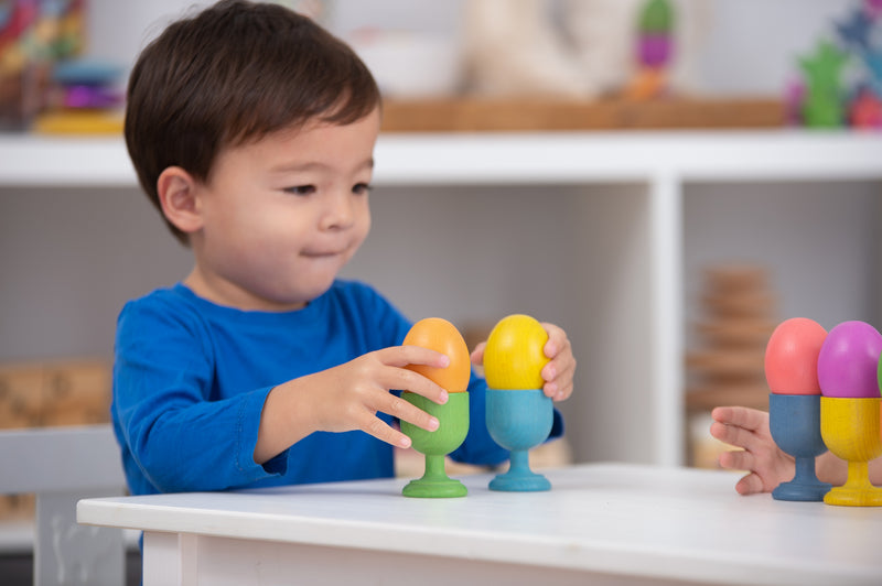 Rainbow Wooden Egg Cups