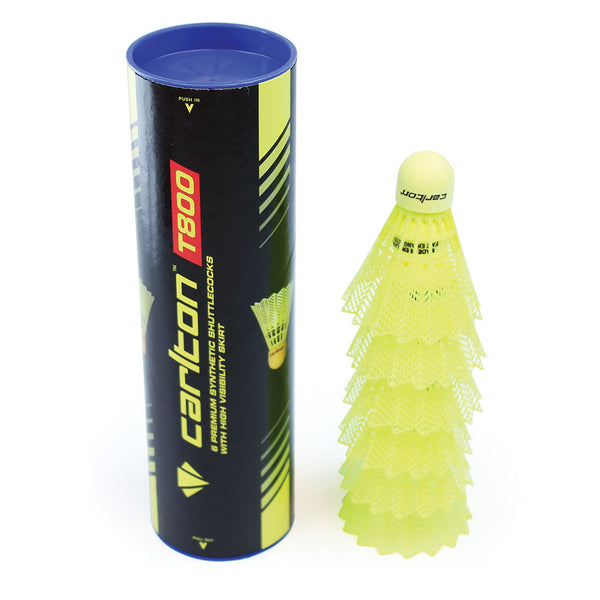 Carlton T800 Shuttlecock Yellow, Fast, Tube of 6