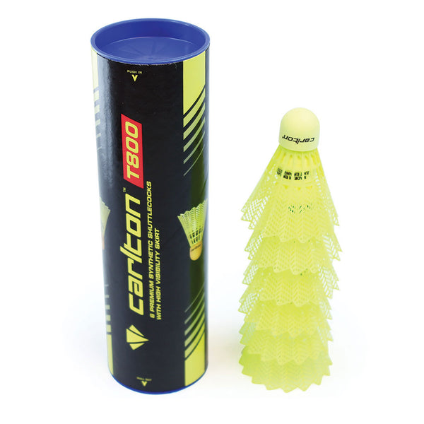 Carlton T800 Shuttlecock Yellow, Medium, Tube of 6