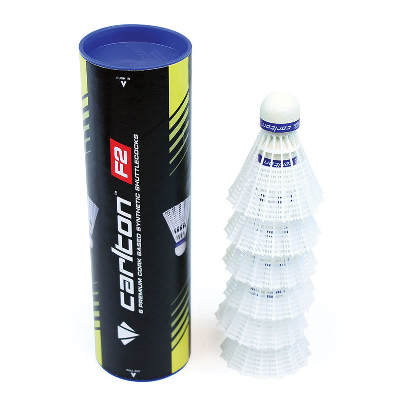 Carlton F2 Shuttlecock White, Fast, Tube of 6