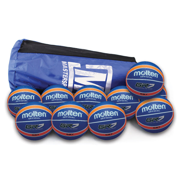Molten Gr Coloured Series Basketball Size 7, Blue/Orange, Bag of 10