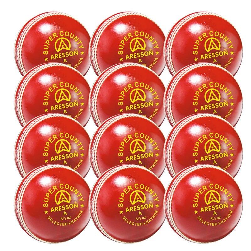 Aresson Super County Cricket Ball 5.50Oz, Bag of 12