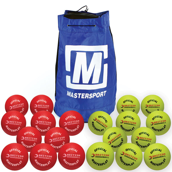 Official British Dodgeball Masterplay Foam Dodgeball 150mm, Mixed Colours, Bag of 20