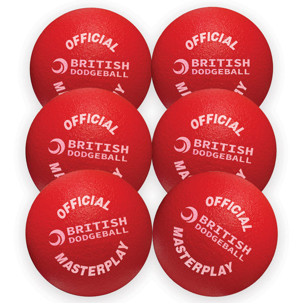 Official British Dodgeball Masterplay Foam Dodgeball 150mm, Red, Set of 6