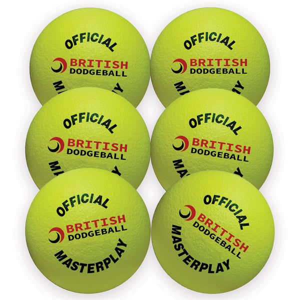 Official British Dodgeball Masterplay Foam Dodgeball 150mm, Yellow, Set of 6