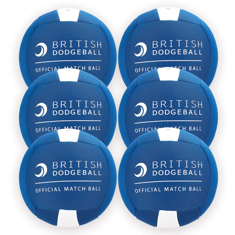Official British Dodgeball Match Ball Size 2, Blue And White, Set of 6