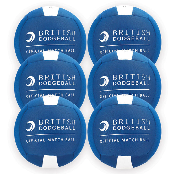 Official British Dodgeball Match Ball Size 3, Blue And White, Set of 6