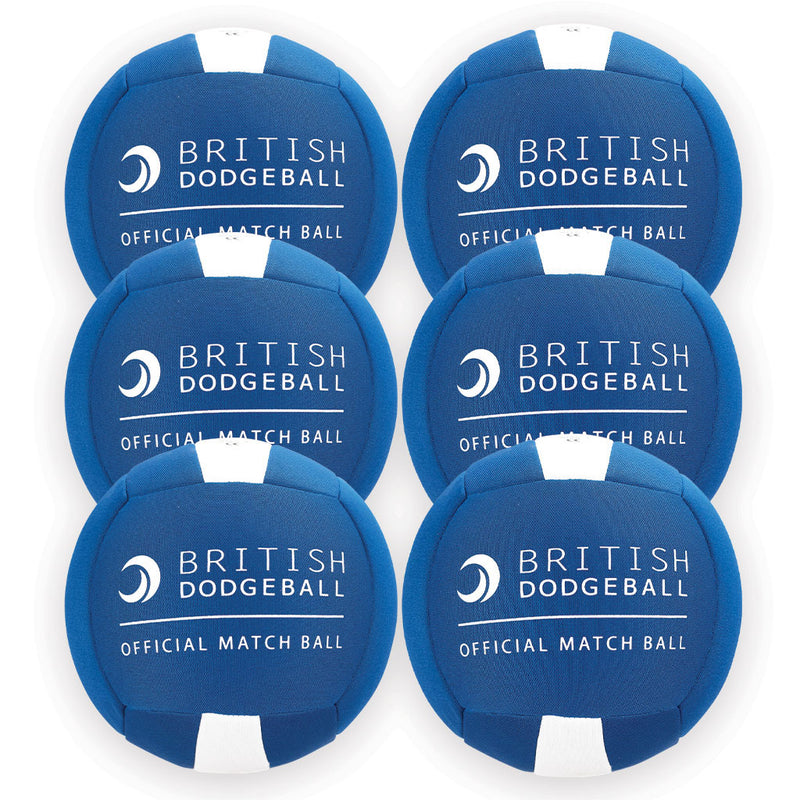 Official British Dodgeball Match Ball Size 3, Blue And White, Set of 6