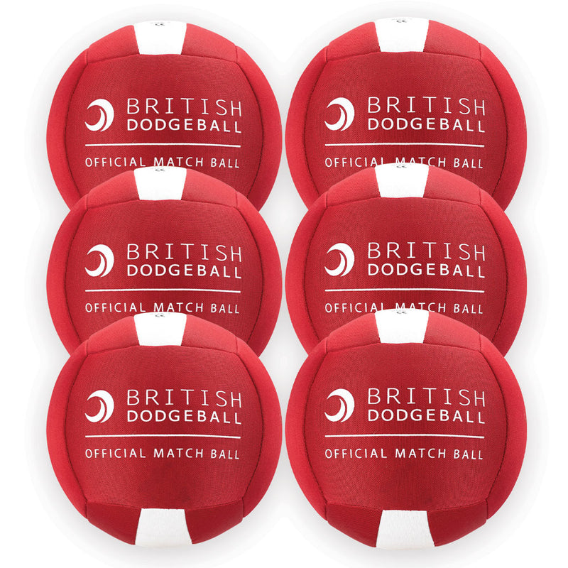 Official British Dodgeball Match Ball Size 3, Red And White, Set of 6