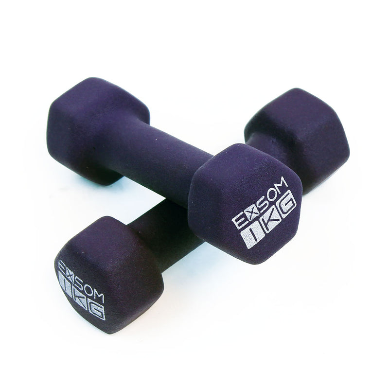 Exsom Neoprene Dumbbells 1kg, Purple, Pair