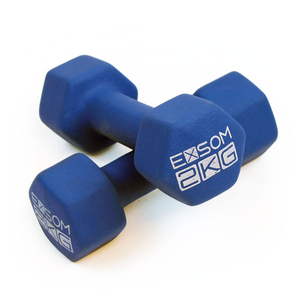 Exsom Neoprene Dumbbells 2kg, Blue, Pair
