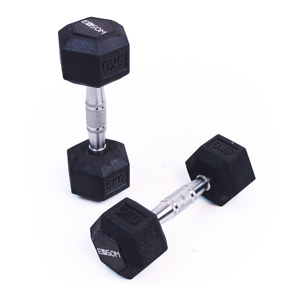 Exsom Rubber Hex Dumbbells 5kg, Pair