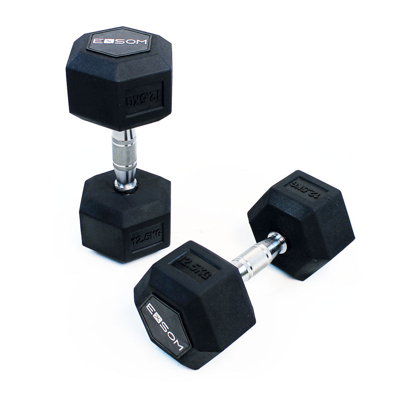 Exsom Rubber Hex Dumbbells 12.5kg, Pair