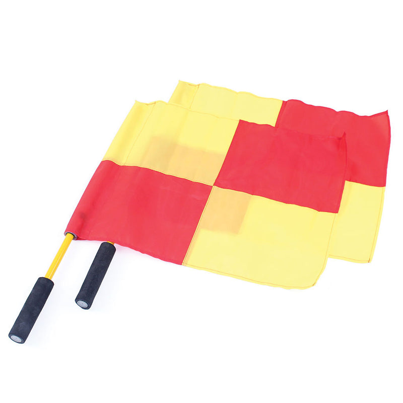 Linesman's Flag Chequered Red And Yellow, Pair