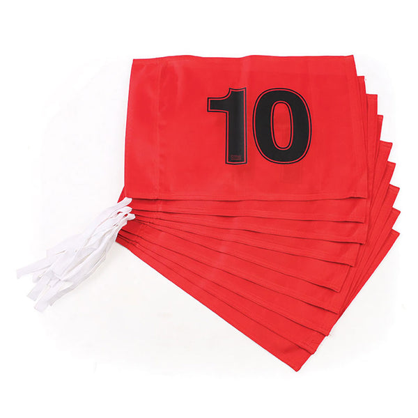 Numbered Golf Flag Polyester, Red, Numbered 10-18