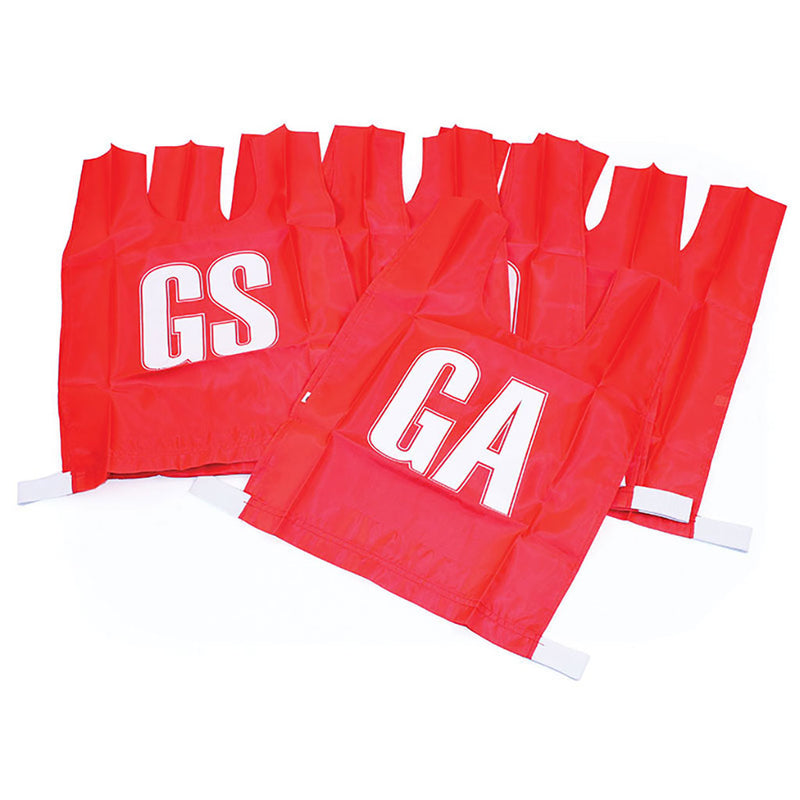 Netball Bib Cotton, Medium, Red, Set of 7