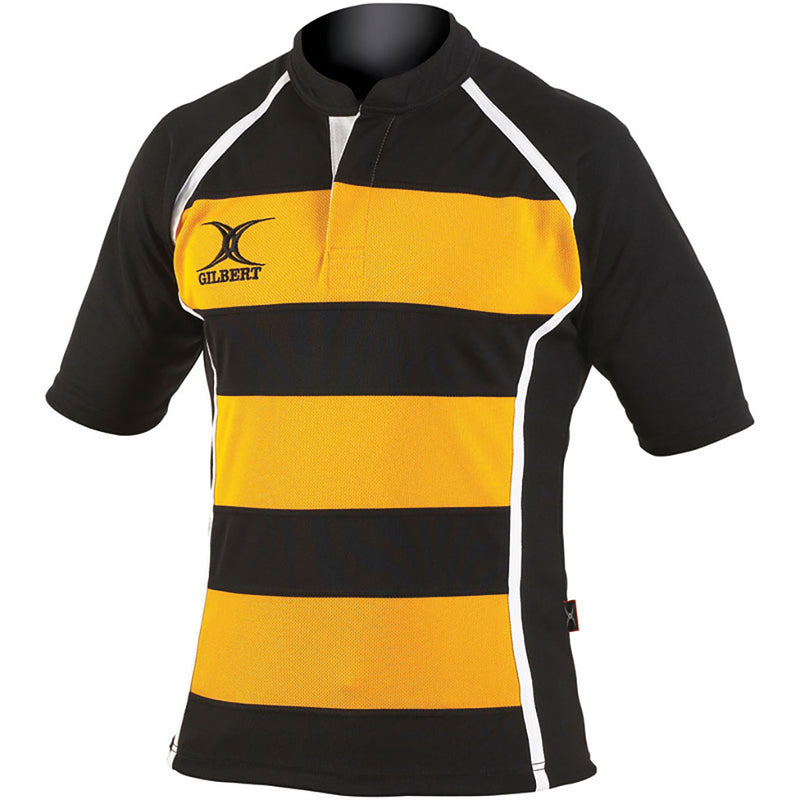 Gilbert xact Rugby Match Shirt Hooped Amber/Black Extra Large