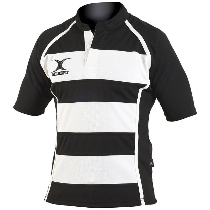 Gilbert xact Rugby Match Shirt Hooped Black/White Medium