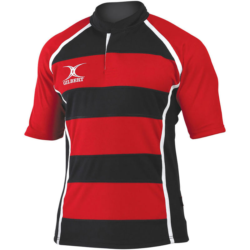 Gilbert xact Rugby Match Shirt Hooped Red/Black x Extra Small