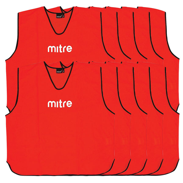 Mitre Core Training Bib Red, Large, Set of 10