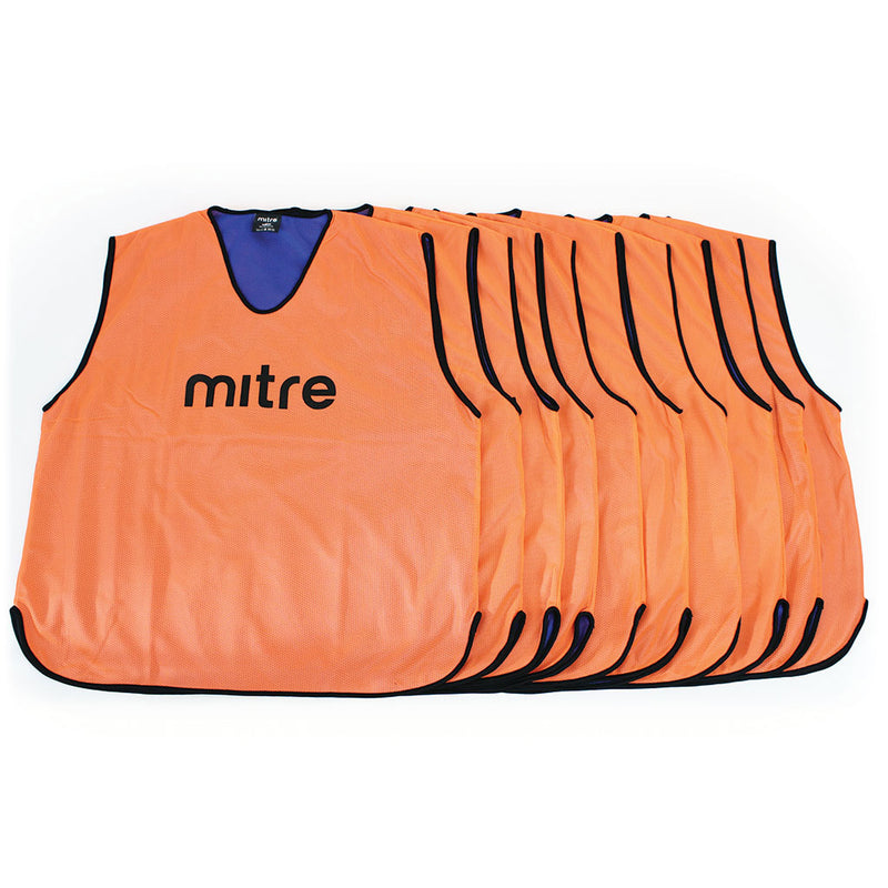 Mitre Pro Reversible Training Bib Orange/Royal Blue, Medium, Set of 10