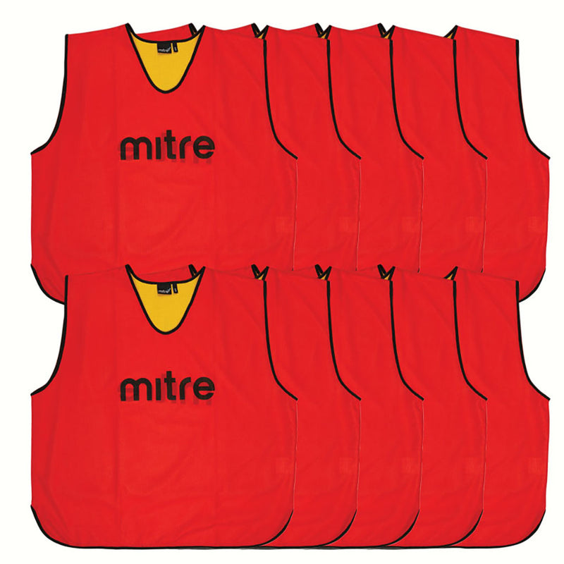 Mitre Pro Reversible Training Bib Red/Yellow, Medium, Set of 10