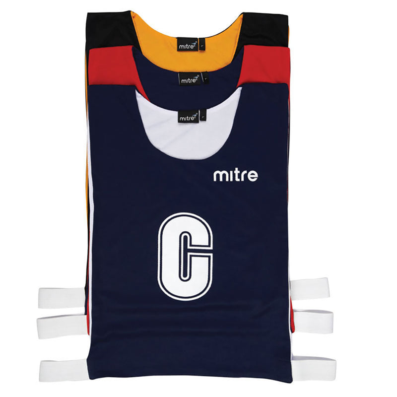 Mitre Pro Reversible Netball Bib Set Sky/Navy Blue, Large, Set of 7