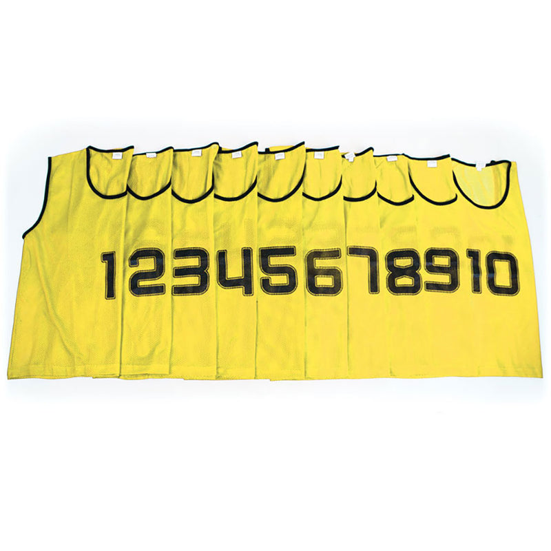 Mesh Training Bib Numbered 1-10 Small, Yellow, Set of 10