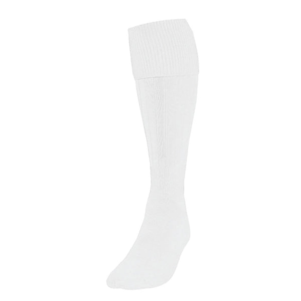 Precision Plain Football Socks White, Junior Size 12-02