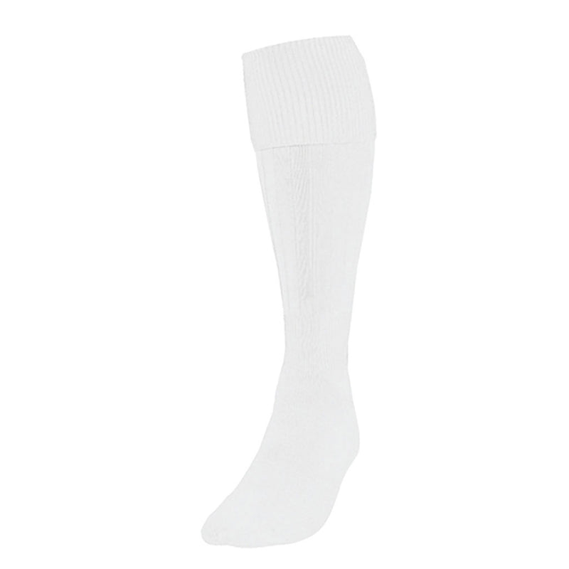 Precision Plain Football Socks White, Junior Size 12-02