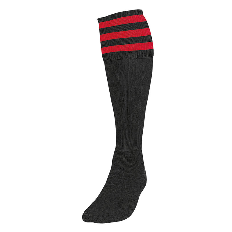 Precision 3 Stripe Football Socks Black/Red, Junior Size 12-02