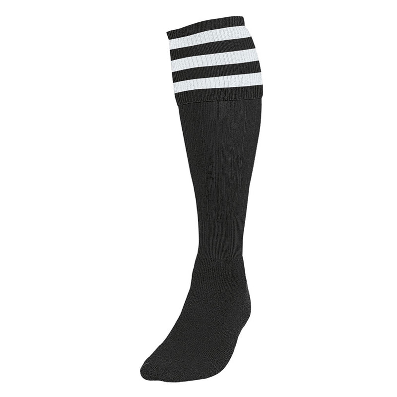 Precision 3 Stripe Football Socks Black/White, Junior Size 12-02