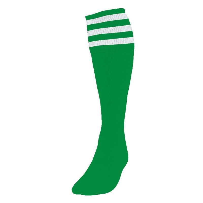 Precision 3 Stripe Football Socks Emerald/White, Senior Size 03-06