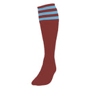 Precision 3 Stripe Football Socks Maroon/Sky, Junior Size 12-02