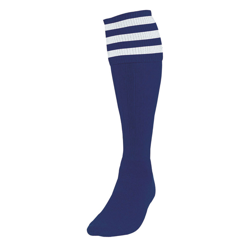 Precision 3 Stripe Football Socks Navy Blue/White, Junior Size 12-02