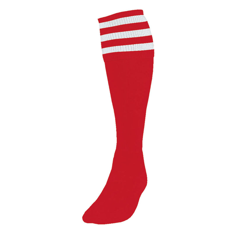 Precision 3 Stripe Football Socks Red/White, Senior Size 07-11