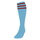 Precision 3 Stripe Football Socks Sky/Maroon, Senior Size 07-11
