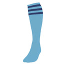 Precision 3 Stripe Football Socks Sky/Navy Blue, Junior Size 12-02