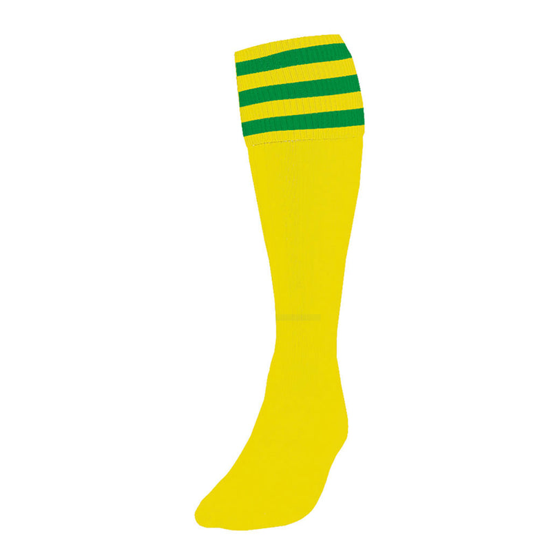 Precision 3 Stripe Football Socks Yellow/Emerald, Senior Size 03-06