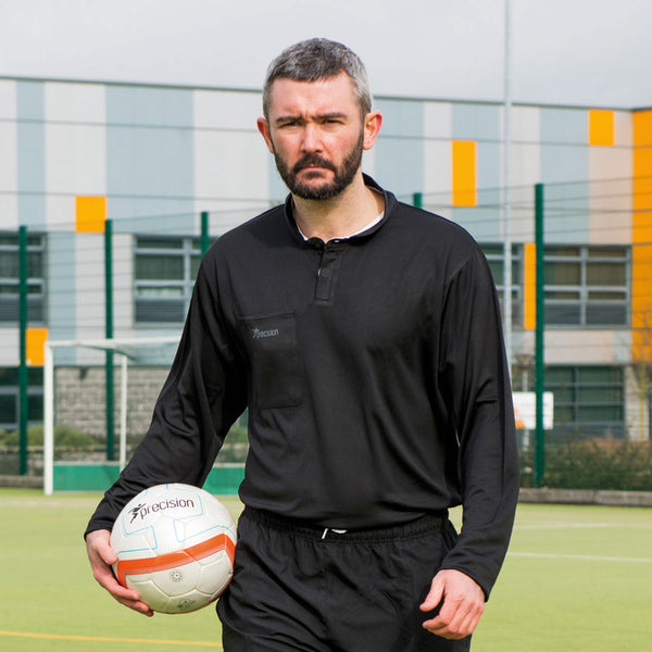 Precision Referee Long Sleeve Shirt Black/White, 38-40Inch