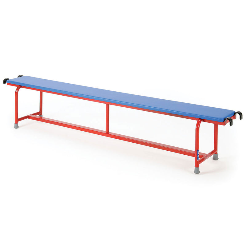Steel Bench With Upholstered Top 330mm W X 370mm H X 2000mm L, Blue