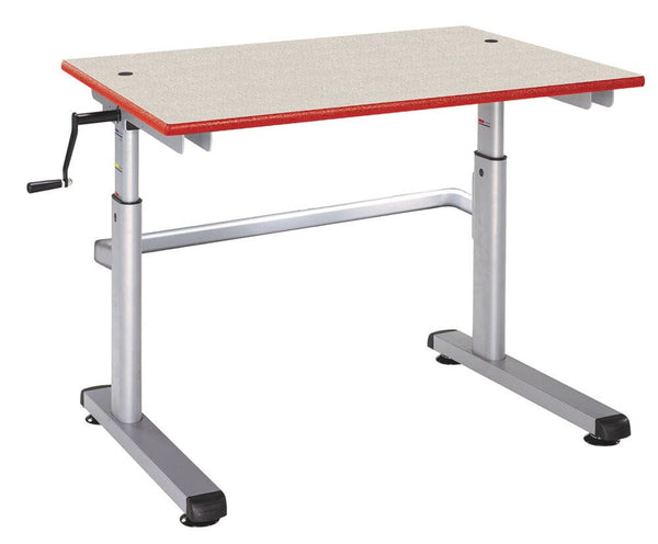 HEIGHT ADJUSTABLE TABLE, RECTANGULAR, 700 x 600mm, Red Edge
