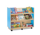 MOBILE LIBRARY UNIT, 1 Flat & 2 Angled Shelves, Cyan
