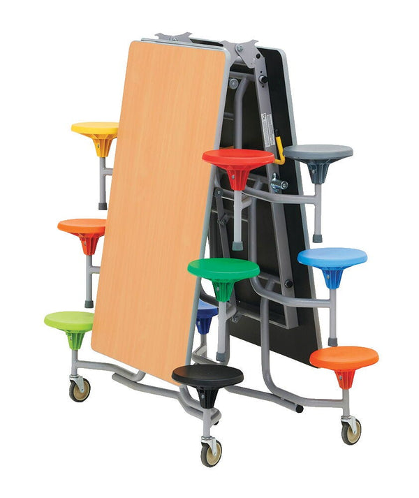 EARLY YEARS RANGE, 12 SEAT EARLY YEARS RECTANGULAR TABLE, Beech Top, Red Seats