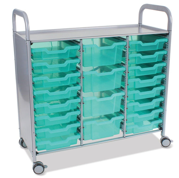 ANTIMICROBIAL RANGE, CALLERO TROLLEYS, Treble, 16 Shallow / 4 Deep Trays, Translucent