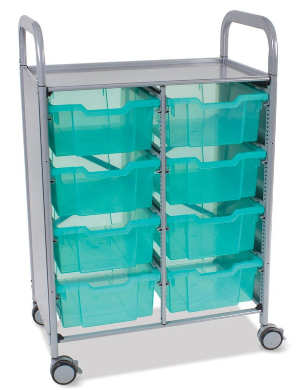 ANTIMICROBIAL RANGE, CALLERO TROLLEYS, Double, 8 Deep Trays, Translucent