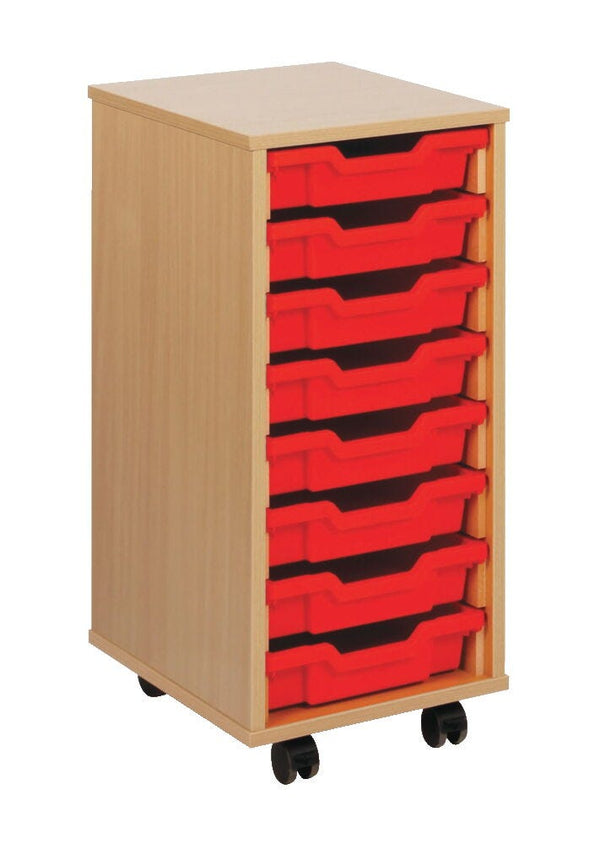 SMARTBUY, MOBILE TRAY UNITS, Shallow Trays, 360 X 453mm depth, 789mm height, 8 Red Trays