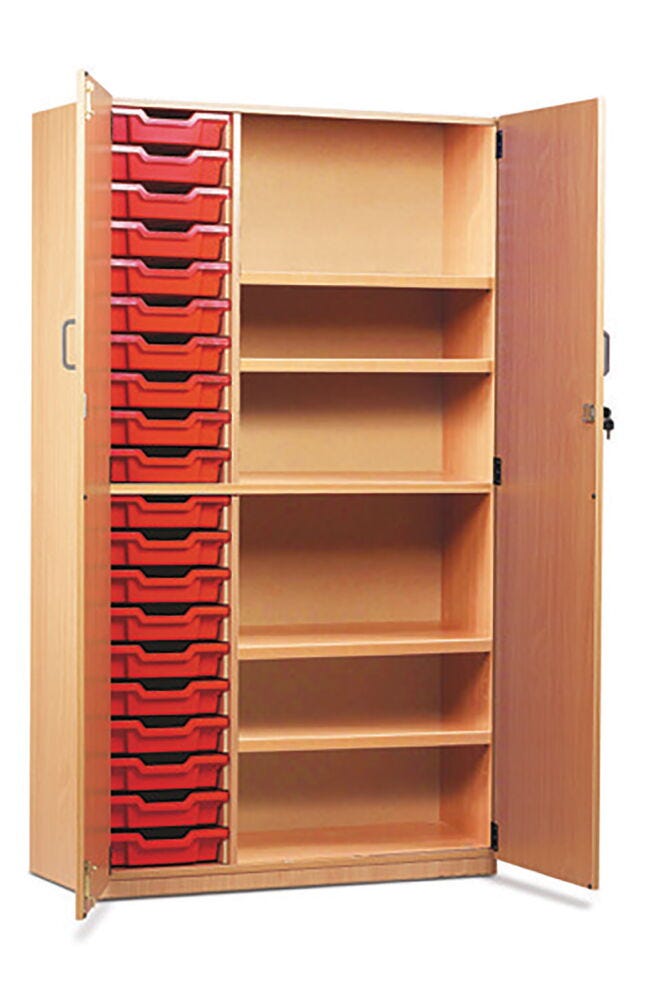 SMARTBUY, STOCK CUPBOARDS, 1 Fixed & 4 Adjustable Shelves, Blue Trays