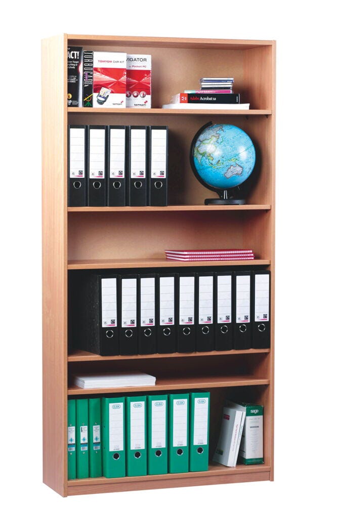 SMARTBUY, BOOKCASE, 1 Fixed & 4 Adjustable Shelves, Beech
