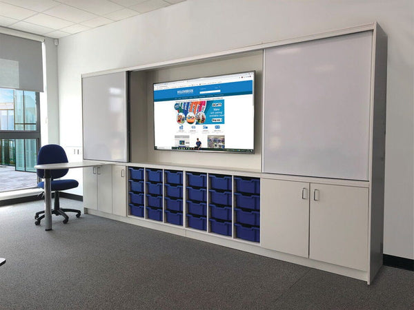 ONESTORE TEACHING WALL 2.0, Non-locking Doors, Beech